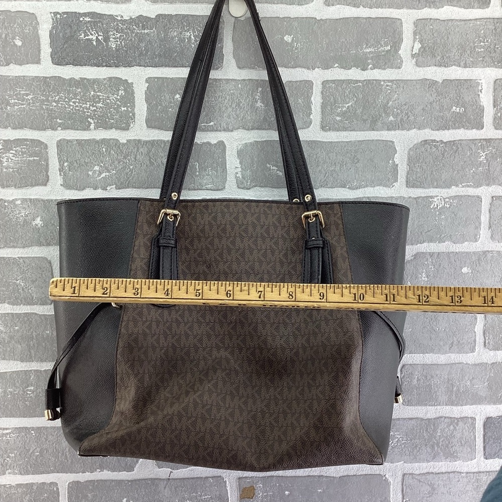Michael Kors Brown and Black Women's Voyager Small Logo Tote Bag - Picture 9 of 10